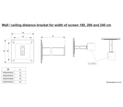 8585WW8034 Wall / Ceiling Spacer-for width 180, 200, 240 cm  MW the screenfactory