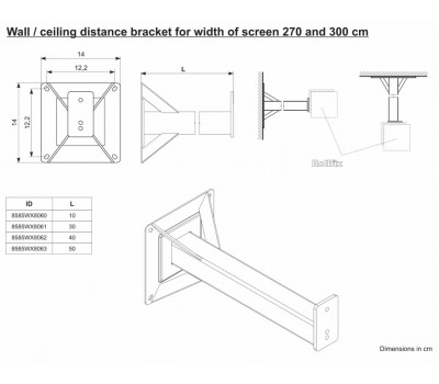 8585WX8060 Wall / Ceiling Spacer-for width 270, 300 cm  MW the screenfactory